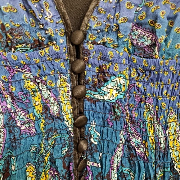 Bohemian V Christina Blue Top w/Lace Small NWOT - Picture 3 of 8